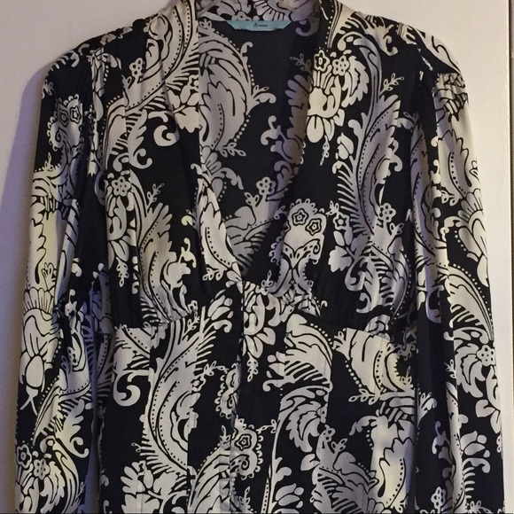 Marciano  Dressy Deep V Neck Hook Close Blouse Sexy Black & White - Picture 2 of 8